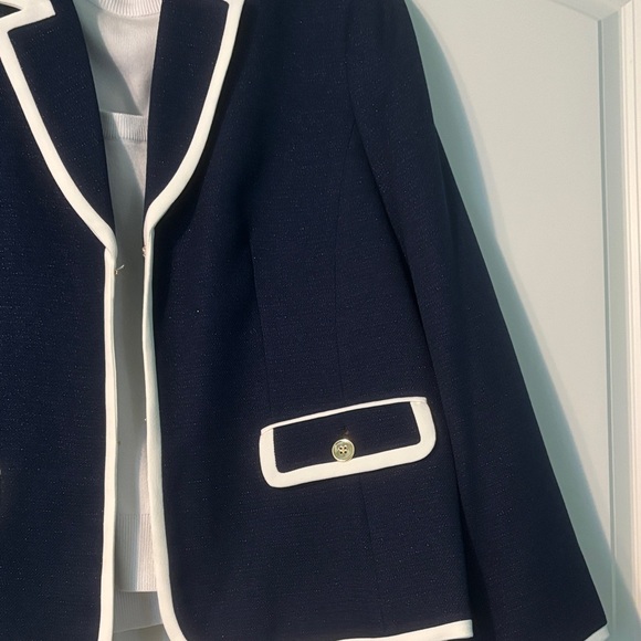 Nipon Boutique Classic Navy Metallic Skirt Set with White Accents - Picture 4 of 11